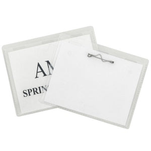 Pin Style Name Badges, Kit With Inserts, Clear, 3 1/2 X 2 1/4, 100/Bx, 94223