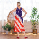 Diagonal Stars & Stripes Sleeveless Long Dress