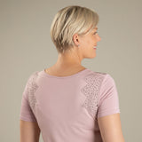 Twist Tie-Front Short Sleeve Dress with Rhinestones