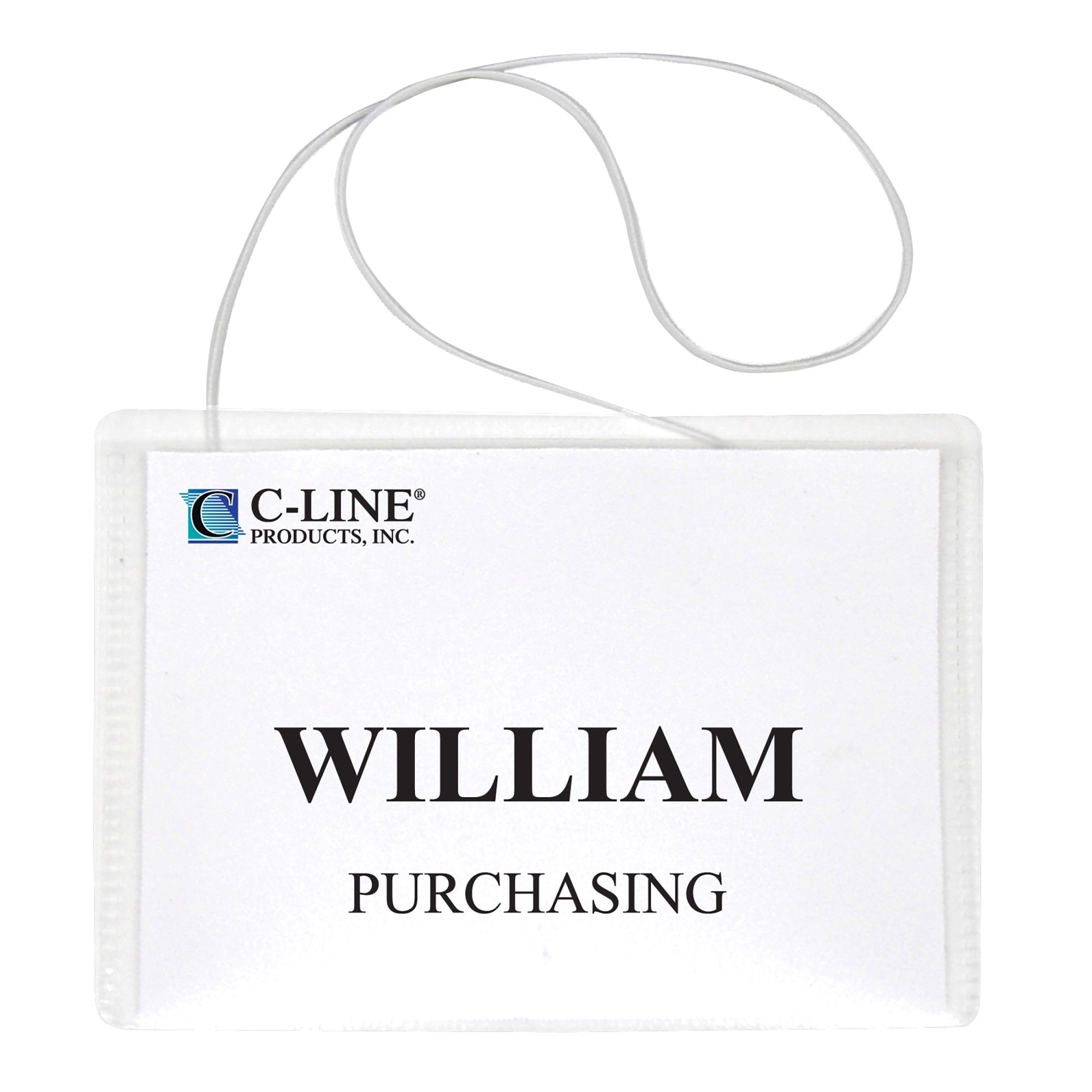 Hanging Style Name Badge Kit W/White Elastic Cord, Sealed With Inserts, 4 X 3, 50/Bx, 96043