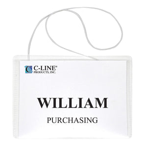 Hanging Style Name Badge Kit W/White Elastic Cord, Sealed With Inserts, 4 X 3, 50/Bx, 96043