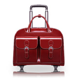 L Series | DAVIS | 15 Leather Wheeled Ladies Laptop Briefcase Red