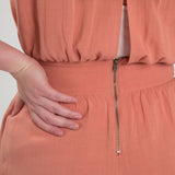 Lightweight V-Neck Romper with Tie Waist