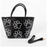 Patterned Paw Faux Leather Handbag