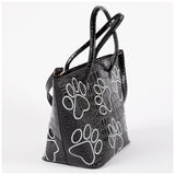 Patterned Paw Faux Leather Handbag