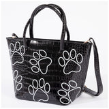 Patterned Paw Faux Leather Handbag
