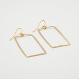 Elegant Golden Hammered Rectangle Earrings
