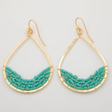Colorful Golden Hammered Tear Drop Earrings