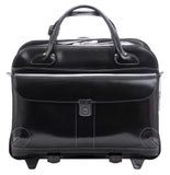 W Series | LAKEWOOD | 15 Leather FlyThrough CheckpointFriendly Patented Detachable Wheeled Ladies Laptop Briefcase Black