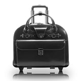 W Series | ROSEVILLE | 15 Leather FlyThrough CheckpointFriendly Patented Detachable Wheeled Laptop Briefcase Black