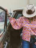 Room At The Top Balloon Sleeve Button Up Blouse