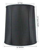 14"x16"x17" Large Drum Lampshade Black Shantung, Large Cylinder Replacement Lamp Shade for Tall Table Lamps