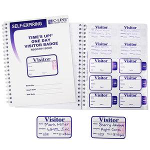 Time'S Up! Self-Expiring Visitor Badges With Registry Log, 1/Bx, 97009