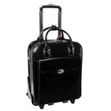 W Series | Melrose | 15 Leather Vertical Wheeled Ladies' Laptop Briefcase - Black