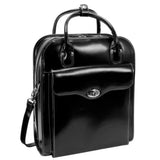 W Series | Melrose | 15 Leather Vertical Wheeled Ladies' Laptop Briefcase - Black