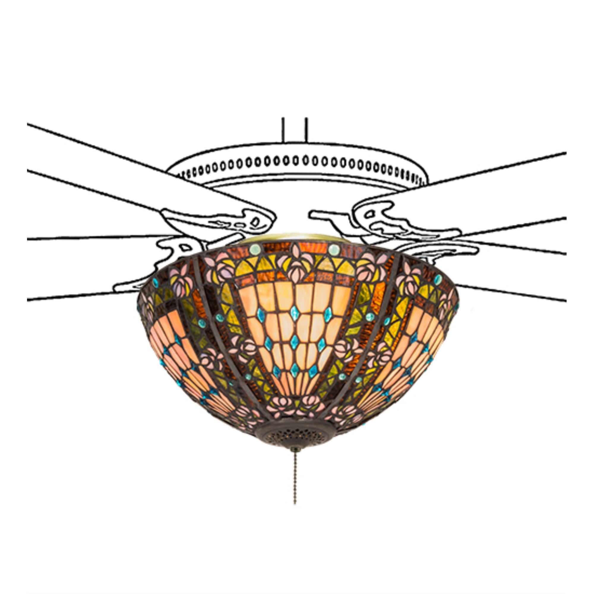16W Fleur-De-Lis Fan Light Fixture