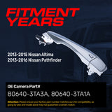 Exterior Door Handle Chrome Replacement for Nissan Altima (13-15), Pathfinder (13-16) OE Part # 80640-3TA3A, 80640-3TA1A | Front Right Passenger Side w/o Keyhole