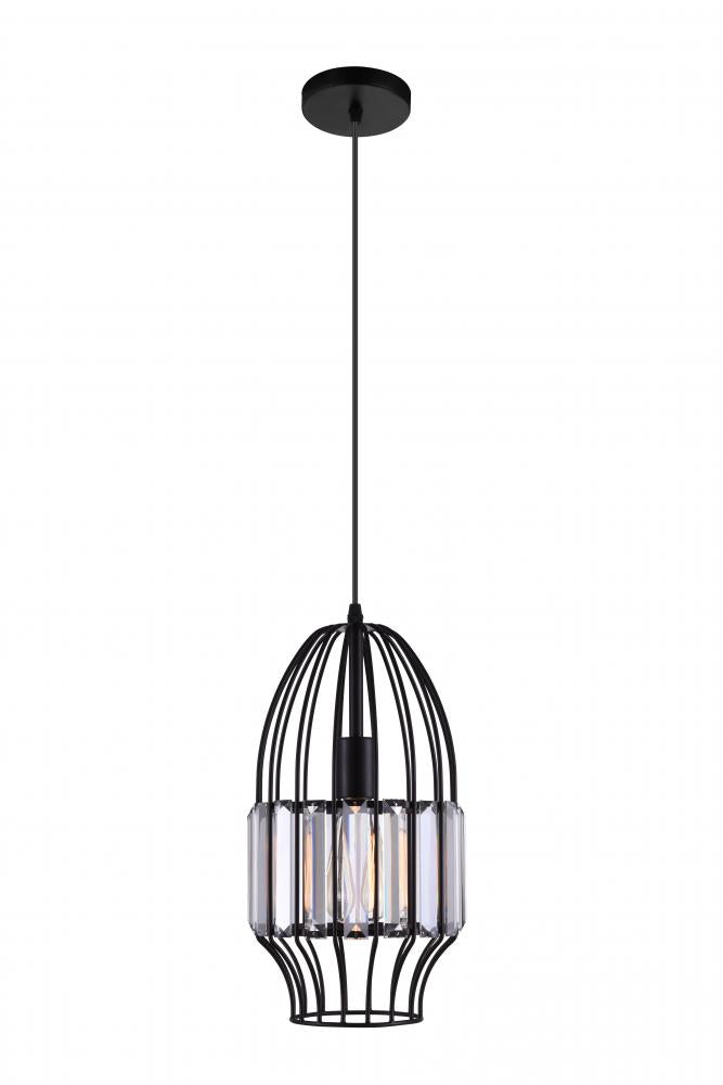 1 Light Down Mini Pendant With Black Finish