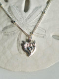 Tiny Sacred Heart Necklace in Sterling Silver