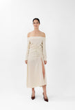 Cashmere Off-the-Shoulder Sweater in White