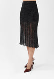 Luxe Ribbed Midi Skirt in Black