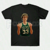 Larry Bird Retro 90s Graphic T-Shirt – Vintage Boston Basketball Men's Tee, Premium 100% Cotton Hardwood Legend Top, Soft Lived-In Heavyweight Sportswear Heritage Shirt, Made in USA