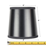 6"W x 5"H Set of 6 Black Parchment Gold-Lined Drum Chandelier Clip-On Lampshade