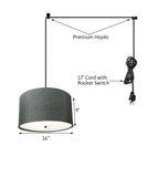 18"W 2 Light Swag Plug-In Pendant Granite Gray with Diffuser Black Cord
