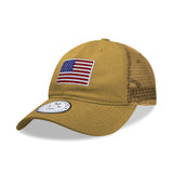 Relaxed Trucker Cap, USA Flag, Coyote