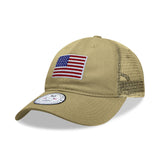 Relaxed Trucker Cap, USA Flag, Khaki