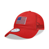 Relaxed Trucker Cap, USA Flag, Red