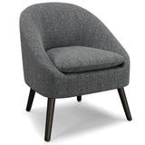 SIMPLIHOME Redding Accent Chair - 27 inch Wide Upholstered Mid-Century Modern Arm Chair in Storm Grey, for Living Room or Bedroo