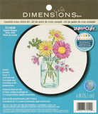 Dimensions Summer Flowers Counted Cross Stitch Kit for Beginners, White 14 Count Aida Cloth, 6 D