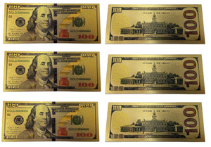 12 Gold $100 Bill Bookmarks For Kids - Quality Thick Book-Marks (1 Dozen) To Promote Reading - One Hundred Dollar Us Bank Note -
