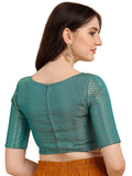 Oomph! Jacquard Blue Readymade Blouse For Women - Rbbl82Xl