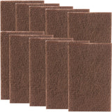 Heavy Duty XL Brown Scouring Pads. 6x9 in 10 Pack of Scrubber Tools for Cleaning Stainless Steel Pots, Pans, Grills and Griddles