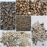 Goonmala 500 Pieces Mixed Shape Kundan Stones For Craft & Embroidery Work | Golden Base Acrylic Rhinestones For Blouse, Lehenga,