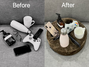 Xchouxer Couch and Bed Cup Holder Pillow, Sofa Organizer Caddy for Drinks, Remotes, Phones, Snacks (Brown)