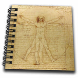 3dRose db_155633_3 Vitruvian Man by Leonardo Da Vinci 1490 Fine Anatomical Art Human Anatomy Pen & in k Drawing Mini Notepad, 4