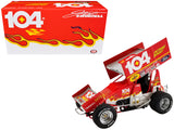 Winged Sprint Car #104+ Jeff Swindell Octane Boost Red with Graphics National Sprint Car Hall of Fame 1/18 Diecast Model Car