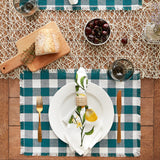 Dii Heavyweight Fringed Check Tabletop Collection, Placemat Set, 13X19, Teal, 6 Piece
