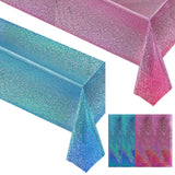 4 Pcs Pink&Blue Holographic Laser Tablecloths Iridescence Shiny Table Covers 40 x 108 Foil Rectangle Table cloths for Baby Showe