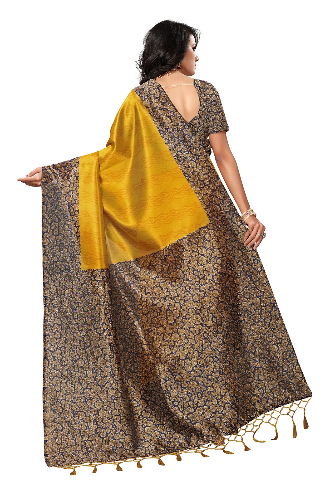 Anni Designer Women'S Saree Mysore Silk Mustard & Multi Printed With Tassels Border Saree With Blouse,Mustard & Multi,Free Size,Silk,with blouse piece,Saree