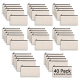 Cruleen 40 PCs Blank canvas Zipper Pouch, Makeup Bags Bulk Pencil Pouch with Sturdy Zipper-Multi-Purpose DIY Crafts Toiletry Can