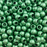 400 Green Matte Metallic Acrylic Large Hole Beads 10mm with 4.8mm Hole