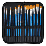 Brustro Synthetic Hair Short Handle Artists Brush Set Of 15 In A Premium Zippered Brush Wallet
