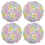 Easte Egg Placemat 14 Set of 4 Cutwork Embroidered Spring Flowery Floral Eggs Dresser Scarf for Home Kitchen Dining Spring Holiday Tabletop Decoration (Placemat 14 Set of 4, Easter Eggs-2)