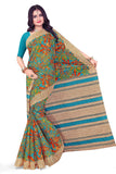 Tamaira Fashion Women'S Autumn Leaf Print Pure Cotton Saree Without Blouse Piece(11184_Seagreen)