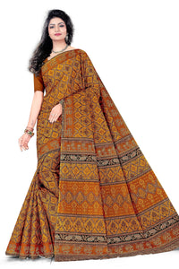 TAMAIRA FASHION Women's Plain Weave Pure Cotton Saree Without Blouse Piece(11188_Mustard)