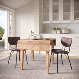 Jofran Owen Contemporary Modern Faux Leather Split-Back Upholstered Dining Chair Set Of 2, 18 W X 22 D X 31.5 H, Dark Brow